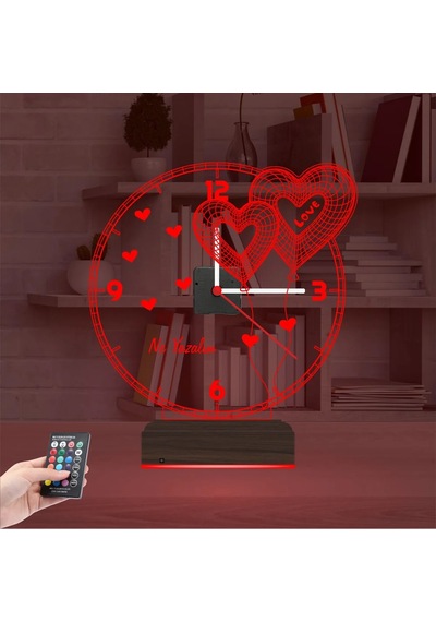 Luvivia Sevgiliye Hediye Kalp V2 Kişiye Özel Saatli 3d Lamba - Masa Gece Lambası