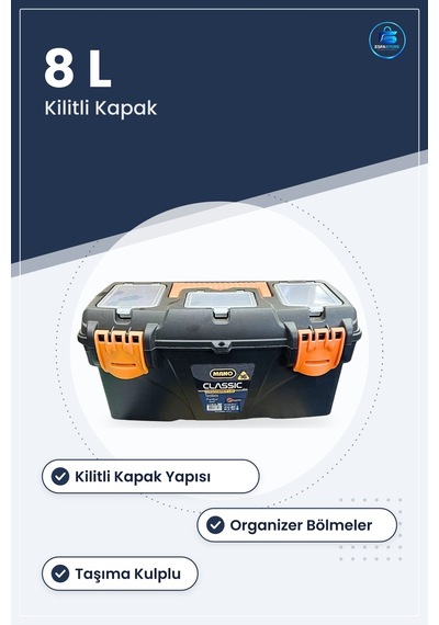 Takım Çantası 8 L Kilitli Bölmeli Organizer Kapaklı Hırdavat Avad