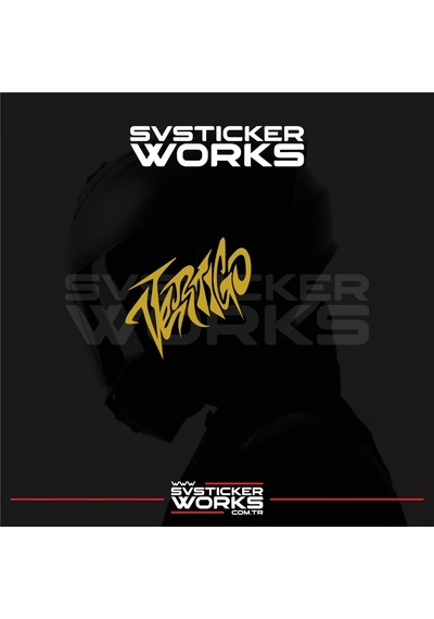 Vertigo Yazılı Kask Sticker Tüm Kasklar Uyumlu Tek Yön 1 Adet Altın