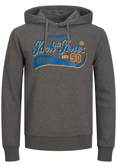 Koyu Gri Jack & Jones Erkek Kapşonlu Sweatshirt 12233597 Gri