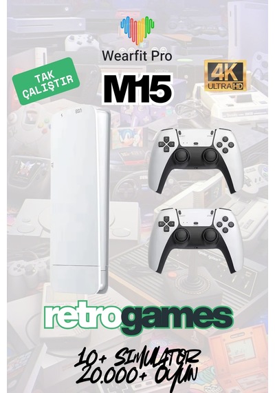 Wearfitpro M15 4k Tv Video Oyun Konsolu 2.4g Kablosuz Joystick 20.000 Retro Oyunlu Oyun Konsolu