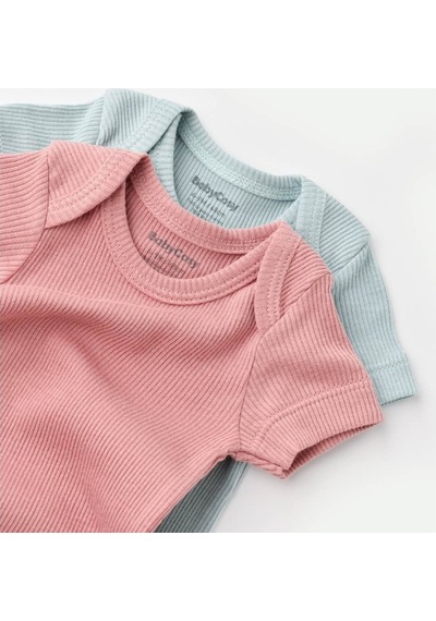 Rebebe Babycosy Modal 2 Li Kısa Kollu Bebek Badi - Bebek Body - Csym1120 (544628673) Yeşil - Pembe