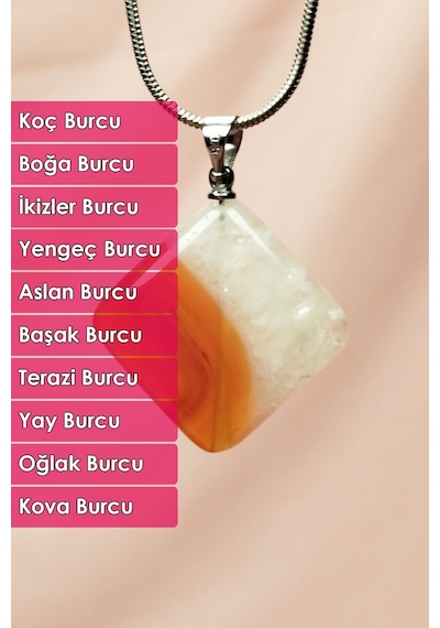 Akik Doğal Taşı Zincirli El Yapımı Kolye Uç: 3 Cm Zincir: 20 Cm Kutulu Çok renkli