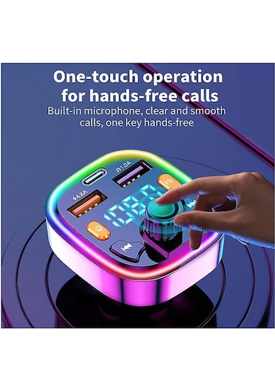 Bluetooth Car Adapter Bluetooth 5.0 Fm Radio Transmitter Radio Adapter Car Kit Bluetooth Car Charger Adapter Pd+qc3.0 Black