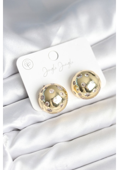 Tua Moda Pirinç Gold Renk Zirkon Taşlı Kadın Küpe Altın