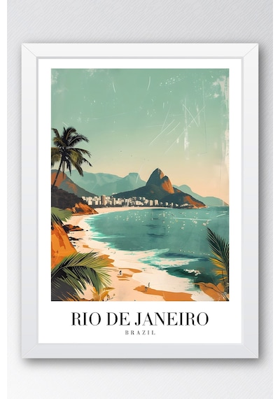 Rio De Janeiro Brazil Vintage Seyahat Posteri Çerçeveli Tablo - Premium Tropikal Sahil Duvar Dekoru Beyaz Rio De Janeiro Brazil Vintage Seyahat Posteri Çerçeveli Tablo - Premium Tropikal Sahil Duvar Dekoru Beyaz