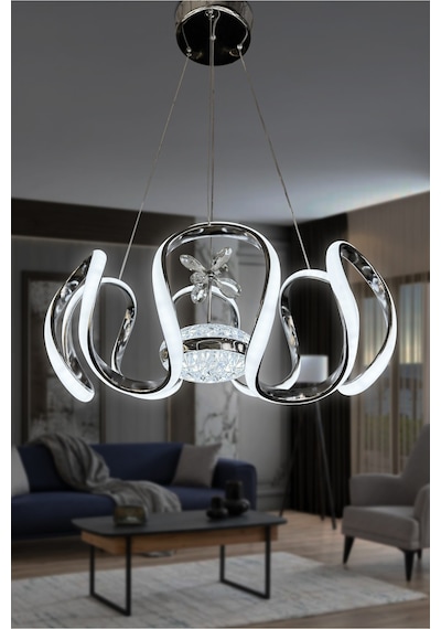Eliza Modern Yüksek Işık Gücü İthal 3 Renk Led Avize Krom 3 Renk