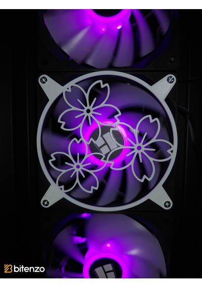 Çiçek Motifli V2 120x120 Mm Oyun Pc Aksesuarı, Masaüstü Bilgisayar Fan Kapağı Beyaz