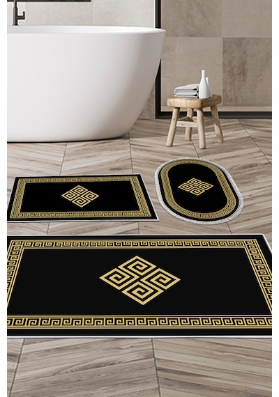 Eko Trend Djt 3 Lü Yıkanabilir Kaymaz Taban Banyo Paspas Seti 656m Modern Gold