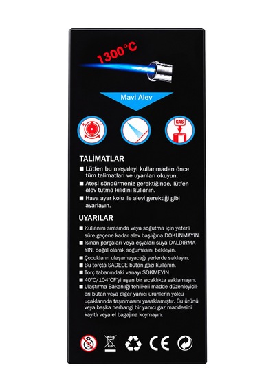 Or-300 Profesyonel Bütan Gazlı Pürmüz 1300 C Mavi Alev, Piezo Ateşlemeli, Esnek Başlıklı Diğer