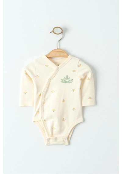 Eslenza Organik Unisex Bebek Body - Desenli Krem