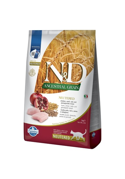 N&d Ancestral Grain Kedi Maması, Kuru Mama, Tavuk, Kılçıksız Buğday, Yulaf Ve Narlı, Kısırlaştırılmış, 5 Kg