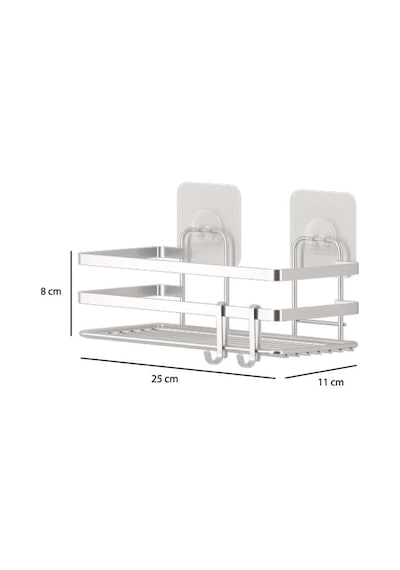 Banyo Düzenleyici Yapışkanlı Metal Banyo Rafı İkili Duş Rafı Organizer Şampuanlık Krom-gnrl281 Krom