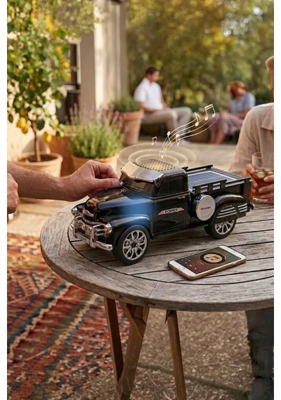 Premium Bluetooth Hoparlör Pickup Araba D54 Siyah Retro Radyolu Müzik
