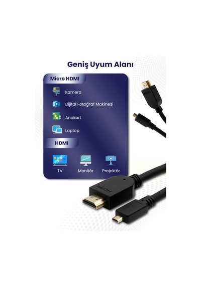 Ttaf Micro Hdmı To Hdmı 4K 60 Hz Görüntü Ve Ses Aktarım Kablosu 1,5 M