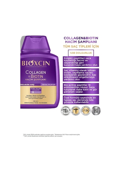 Bioxcin Collagen & Biotin Ekstra Hacim Şampuanı 3 x 300 ML