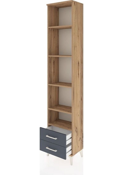 Arges Dolap 5 Raflı 2 Çekmeceli 44x30x221 Çam-antrasit Atlas Çam