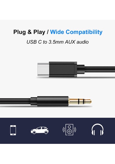 Ktools Sound Usb-c To Type-c 3.5 Mm Aux Kablo Siyah