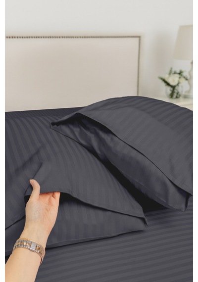 Çift Kişilik %100 Pamuk Saten Nevresim Seti Premium Seri 8 Renk Seçeneği 200x220 Antrasit