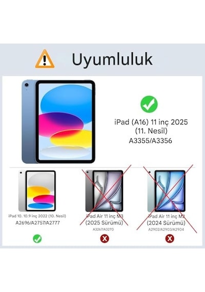 Apple iPad Uyumlu 11. A16 11inç/10. 10.9inç İle Uyumlu Kılıf Pu Deri Standlı Case Sku: Zeusb0dwxw5d3s Arka Kapak
