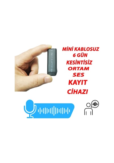 Ses Kayıt Cihazı Mini Boyut 6 Gün  Şarj Süresi 16 Gb Dahili Hafıza