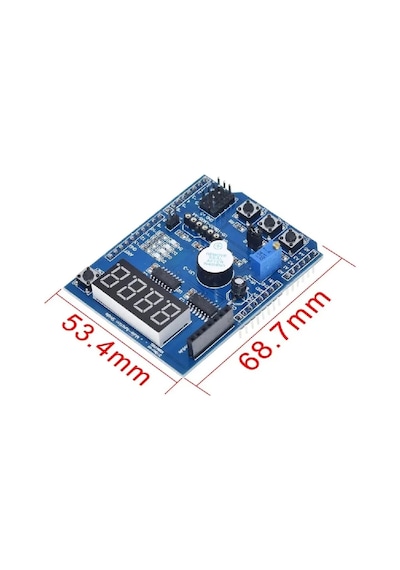 Multi Çok Fonksiyonlu Arduino Shield 7 Segment Buzer Button Pot Servo Analog Ds18b20 Lm35 Servo Led