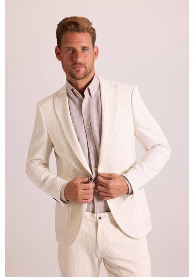 Ysf Erkek Krem Regular Fit Tiamo Sivri Yaka Takım Elbise Krem