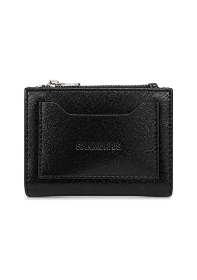 Sanmorris Unisex Fermuarlı Kartlık Çok Gözlü Kompakt Cüzdan S-2006 Siyah Mat
