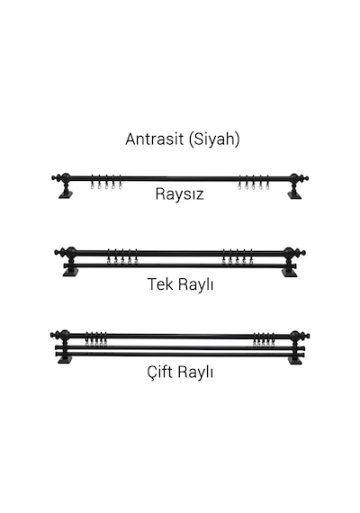 Antrasit Ahşap Rustik Perde Askısı - Raylı Rustik Borusu