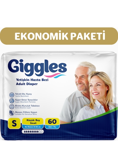 Giggles Yetişkin Bel Bağlamalı Hasta Bezi Small 2 x 30'Lu