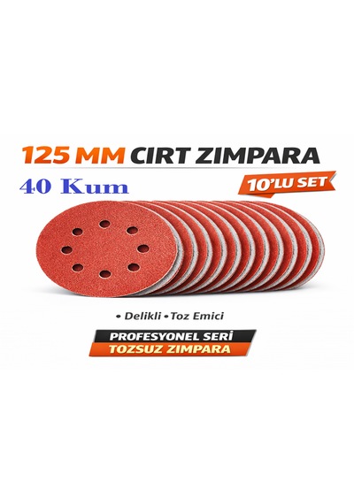 Venoa 125 Mm Cırt Zımpara Kağıdı 10 Adet 8 Delikli Disk, Ahşap & Metal Uyumlu - 40 Kum