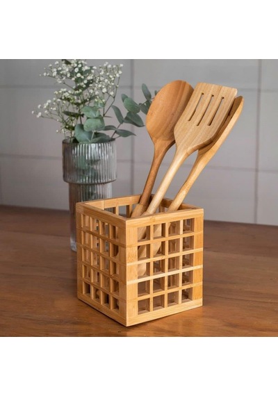 Mutfak Bambu Kare Modern Tasarımlı Kare Kaşıklık 131315 Cm Diğer
