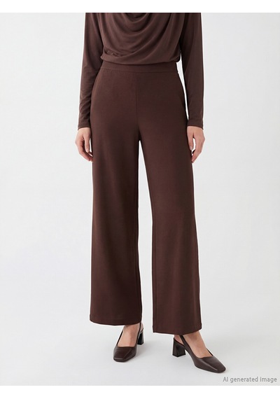 Lcw Modest Kahverengi Beli Lastikli Geniş Paça Kadın Pantolon