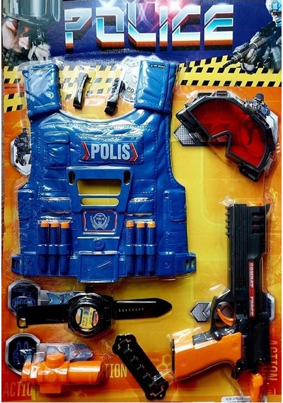 Can Yelekli Polis Seti 14 Parça Oyuncak Koruma Gözlüğü Nerf Mermili Saat Dürbün