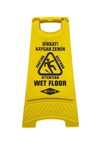 Wespa Dikkat Kaygan Zemin Uyarı Levhası, Sarı Renk, Plastik, İkili Taraflı Güvenlik İşareti