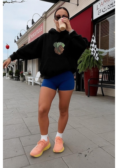 Benroma 3 İplik Penye Money Baskılı Sweatshırt SIYAH
