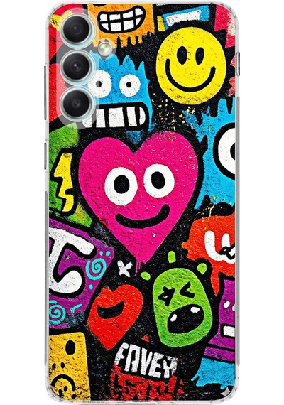 Samsung Galaxy A34 İle Uyumlu Grafiti Aşk Tasarımlı Şeffaf Silikon Kılıf Şeffaf