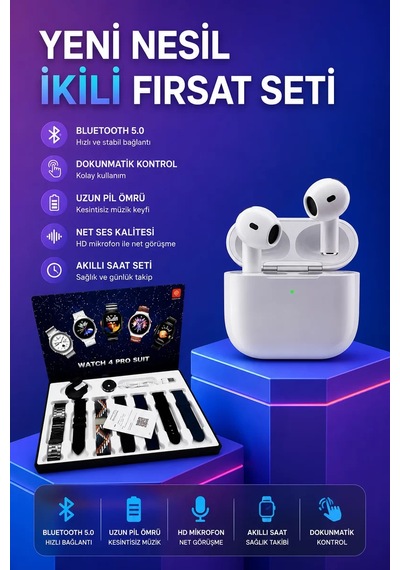 3.nesil Tws Bluetooth Kulaklık Bluetooth Bağlantılı Akıllı Saat A