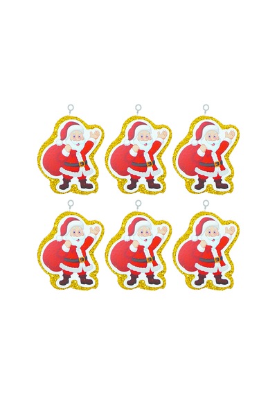 Yılbaşı Simli Noel Baba Strafor Süs Altın 6'lı