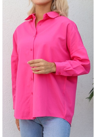 Nurneva Basic Model Gömlek Fuşya-fuşya Fuşya