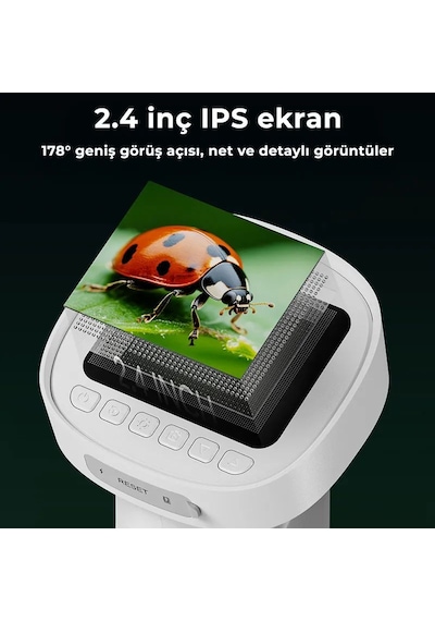 395 Gri Taşınabilir Dijital Çocuk Mikroskobu - 2.4 İnç Ips Ekranlı, 1080p Full Hd, 1000x Zoom, 8 Led Işıklı Eğitici Bilim Kiti