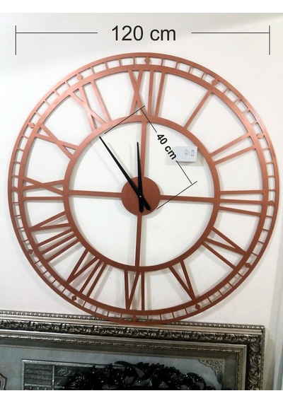 Bakır Büyük Dev Mdf Kadran 40 Cm Akrep Yelkovan Duvar Saati Bakır