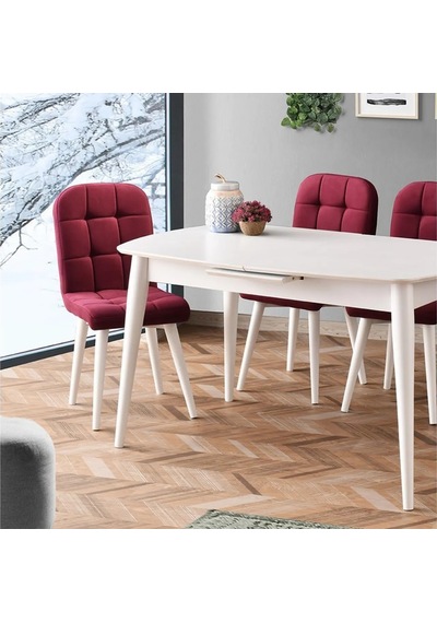Essen Masa, Etro Sandalye, Beyaz, 130x80 Beyaz Essen Masa, Etro Sandalye, Beyaz, 130x80 Beyaz