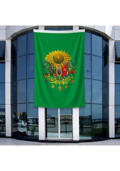 Yeşil Osmanlı İmparatorluğu Bayrağı 140gr Premium Raşel Kumaş 400x600cm Diğer