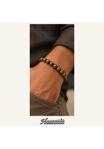 Hematit Taşı Bileklik 8 Mm, Unisex, Elastik Çok Renkli