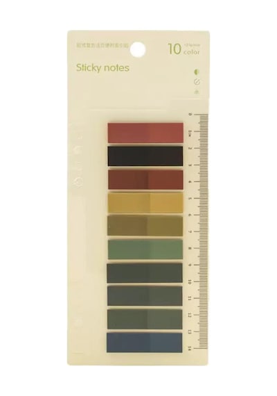 10 Renkli Cetvelli Şeffaf İndeks Sticker Retro Koyu Pastel Kitap İşaretleyici Yapışkanlı Not 200 Yaprak Çok Renkli