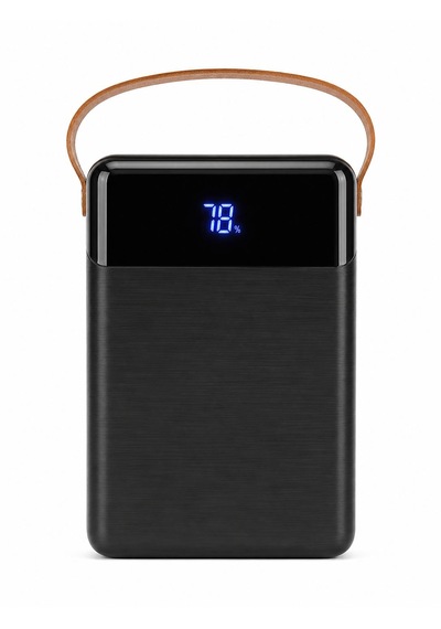 80.000mah Taşınabilir Powerbank Hızlı Şarj 3 Usb Çıkışlı Type-c Lightning Kablo Lcd Gösterge Siyah - Siyah