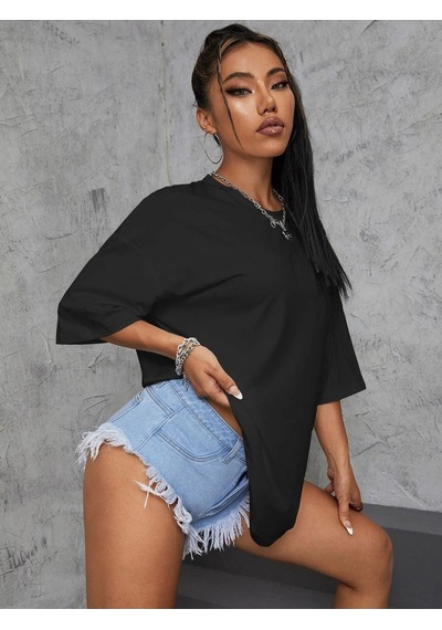 Siyah Oversize T-shirt - Oversize Unisex Siyah