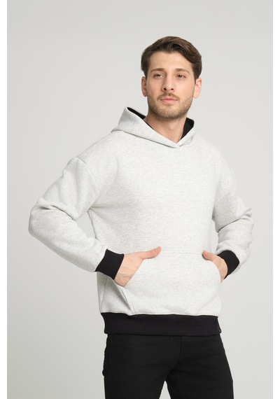 Alexandergardi Alexandergardı Kangru Cepli Kapişonlu Sweatshirt E23-00176 Gri