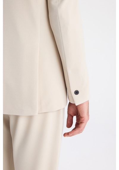 Twn Slim Fit Bej Armürlü Kumaş Ceket 6ec04bb01474m